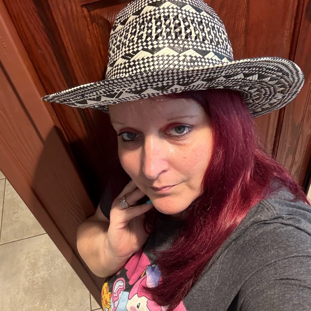 Black and White Patterned Hat New Without Tags